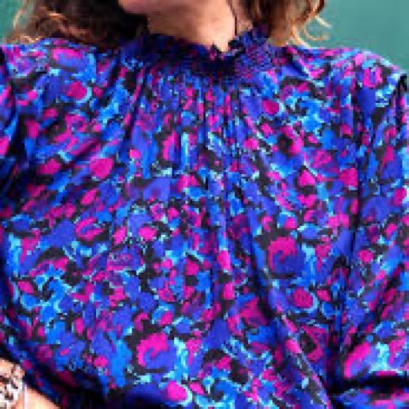 NEW Suncoo Paris Lea Printed Blouse Floral Print Top Long Sleeve Ruffled - Picture 10 of 11